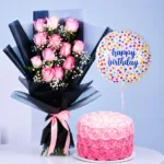 Birthday Bouquet - 12 Pink Roses with Cake 1 birthday-bouquet-2-pink-roses-with-cake_2026_01_01
