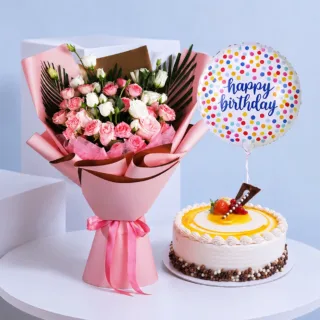 Spray Rose and Birthday Cake