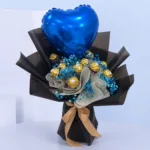 Blue Blooms & Ferrero For Him with Heart Balloon 1 fathers-day-bouquet-with-balloon