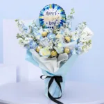 Father's Day Bouquet with Balloon 1 rose-delphinium-chocolate-bouquet-with-balloon